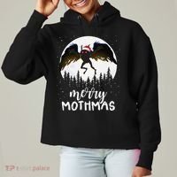 Christmas Mothman Merry Mothmas Creepy Folklore Cryptid Xmas Ladies Heavyweight Boxy Pullover Hoodie thumb 0
