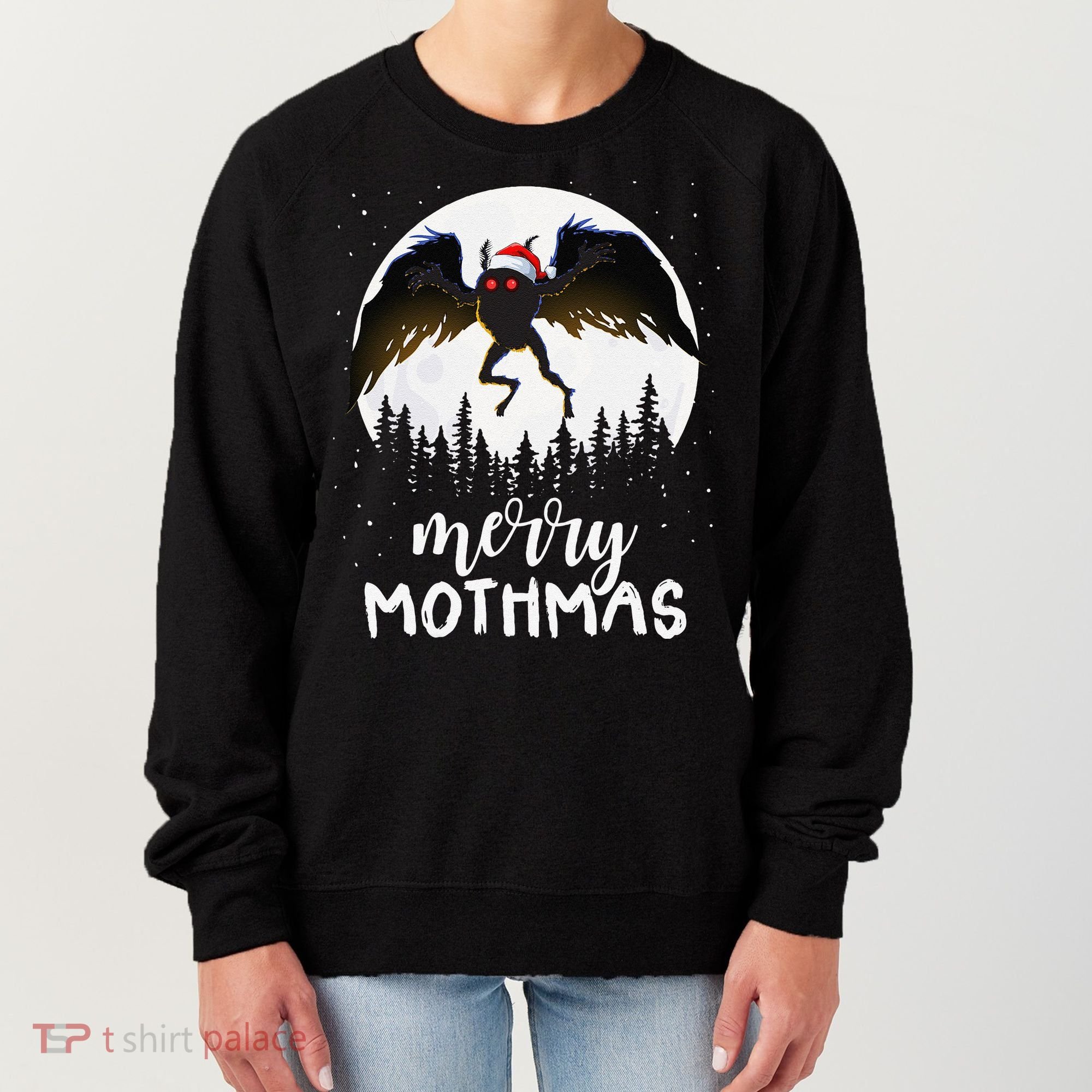 Christmas Mothman Merry Mothmas Creepy Folklore Cryptid Xmas Women's Sweatshirt