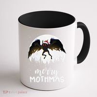 Christmas Mothman Merry Mothmas Creepy Folklore Cryptid Xmas Coffee Mug thumb 1