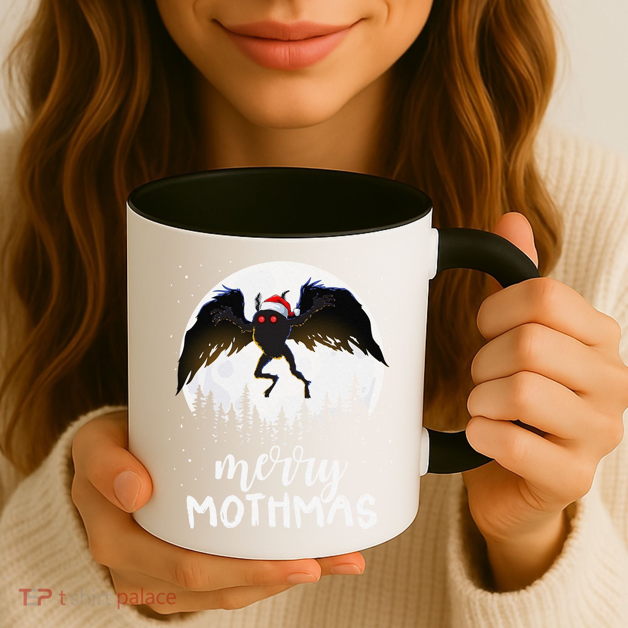 Christmas Mothman Merry Mothmas Creepy Folklore Cryptid Xmas Coffee Mug