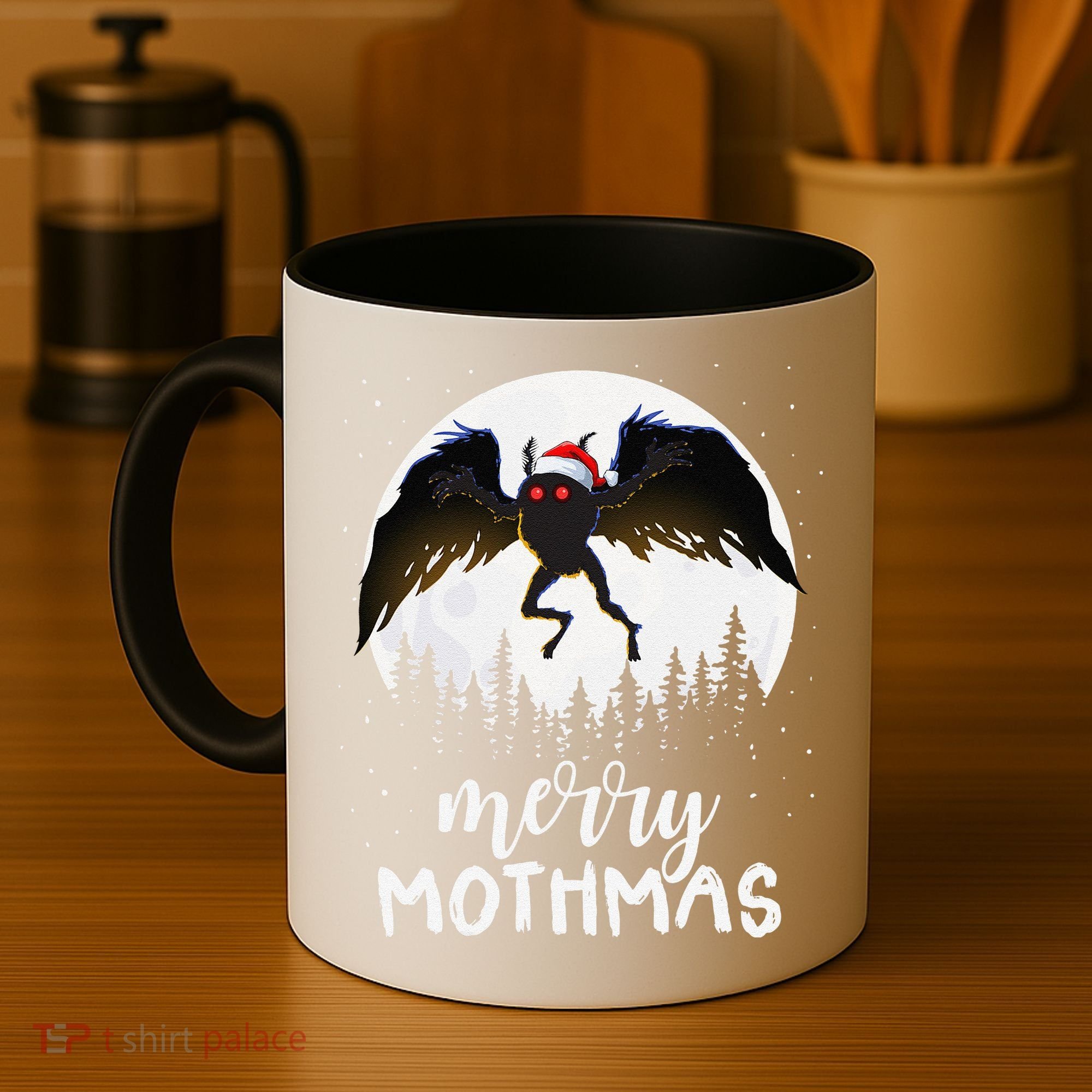 Christmas Mothman Merry Mothmas Creepy Folklore Cryptid Xmas Coffee Mug