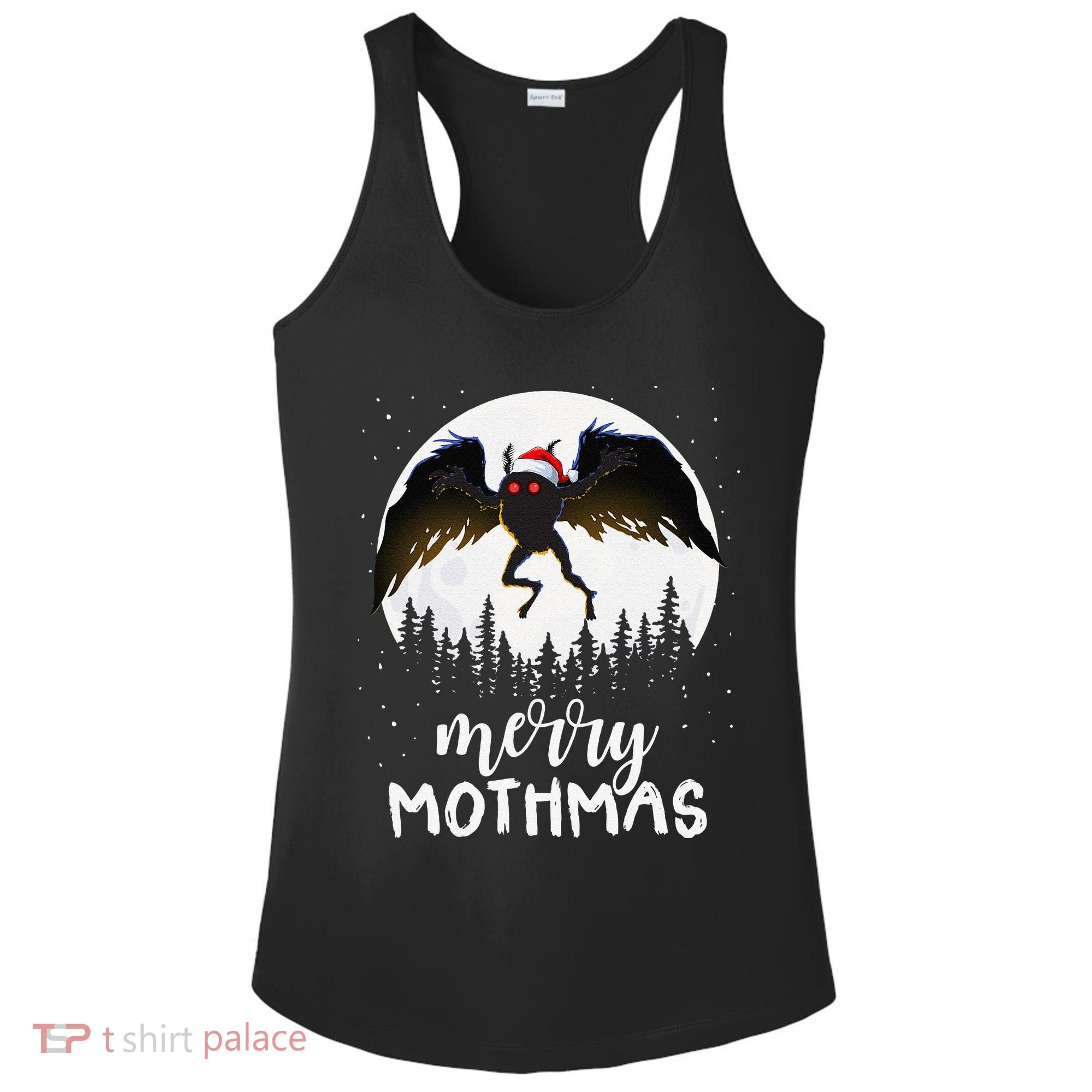 Christmas Mothman Merry Mothmas Creepy Folklore Cryptid Xmas Ladies PosiCharge Competitor Racerback Tank
