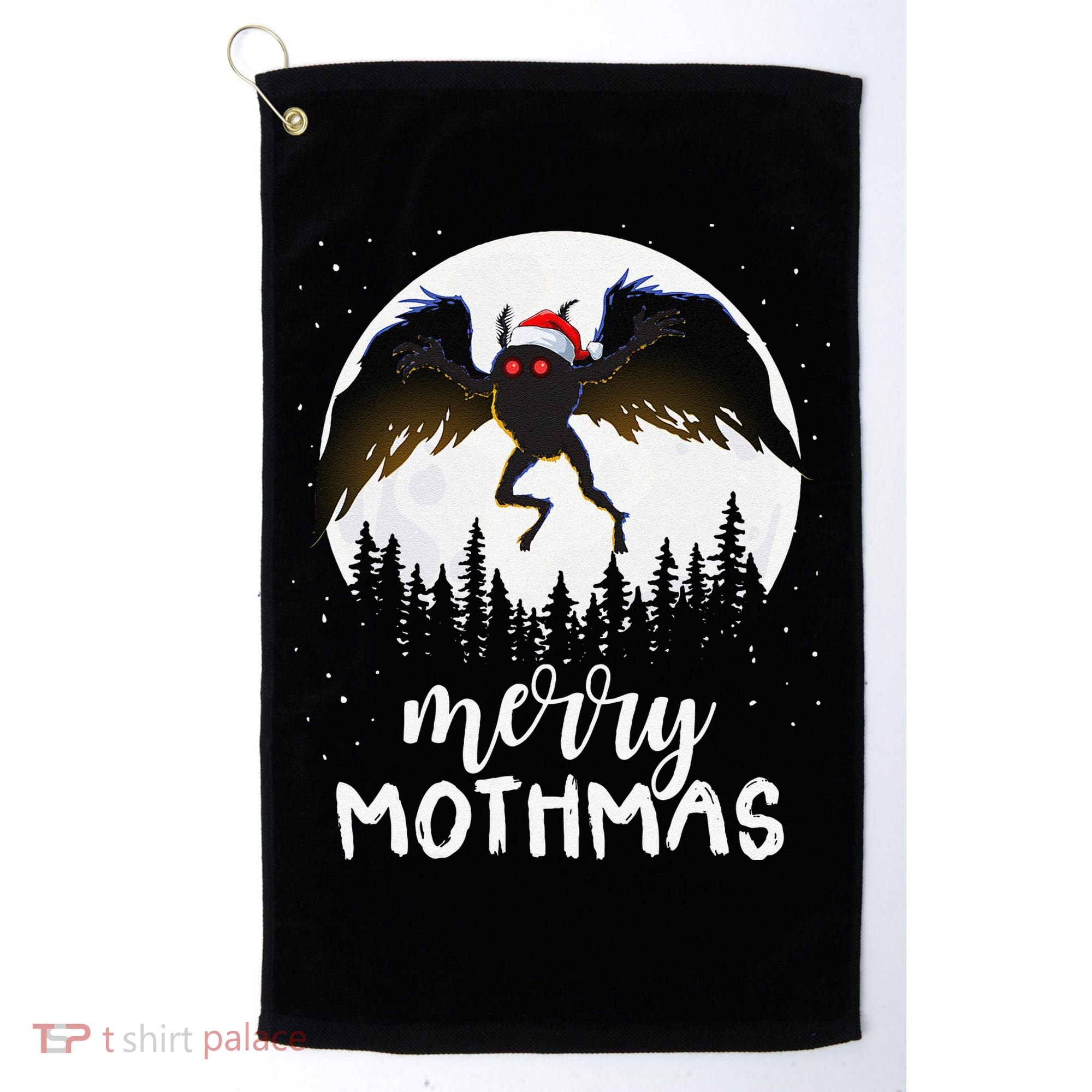 Christmas Mothman Merry Mothmas Creepy Folklore Cryptid Xmas Golf Towel