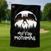 Christmas Mothman Merry Mothmas Creepy Folklore Cryptid Xmas Golf Towel thumb 1