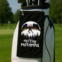 Christmas Mothman Merry Mothmas Creepy Folklore Cryptid Xmas Golf Towel thumb 2
