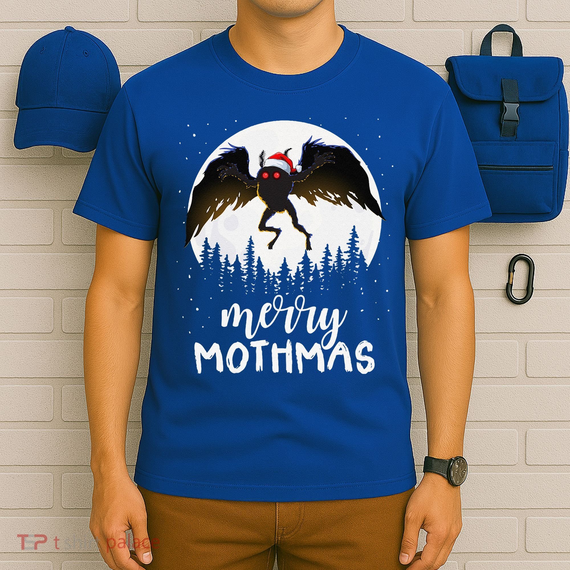 Christmas Mothman Merry Mothmas Creepy Folklore Cryptid Xmas T-Shirt