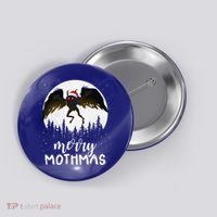 Christmas Mothman Merry Mothmas Creepy Folklore Cryptid Xmas Button thumb 0