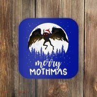 Christmas Mothman Merry Mothmas Creepy Folklore Cryptid Xmas Coaster thumb 0