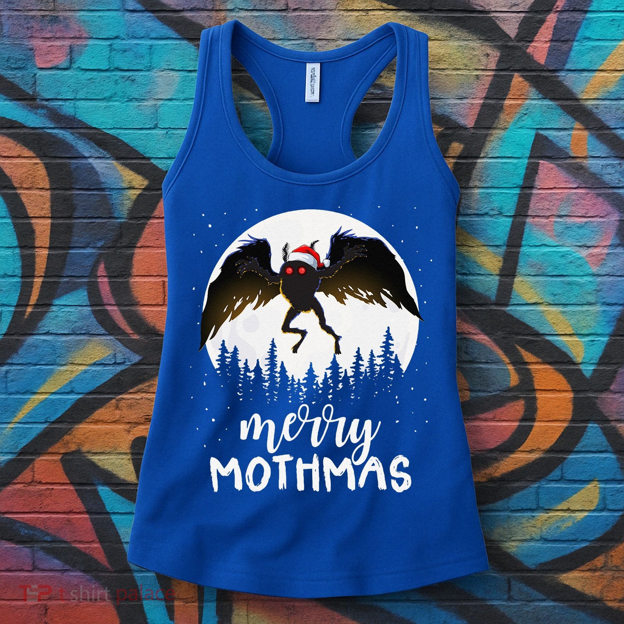 Christmas Mothman Merry Mothmas Creepy Folklore Cryptid Xmas Women's Tank Top