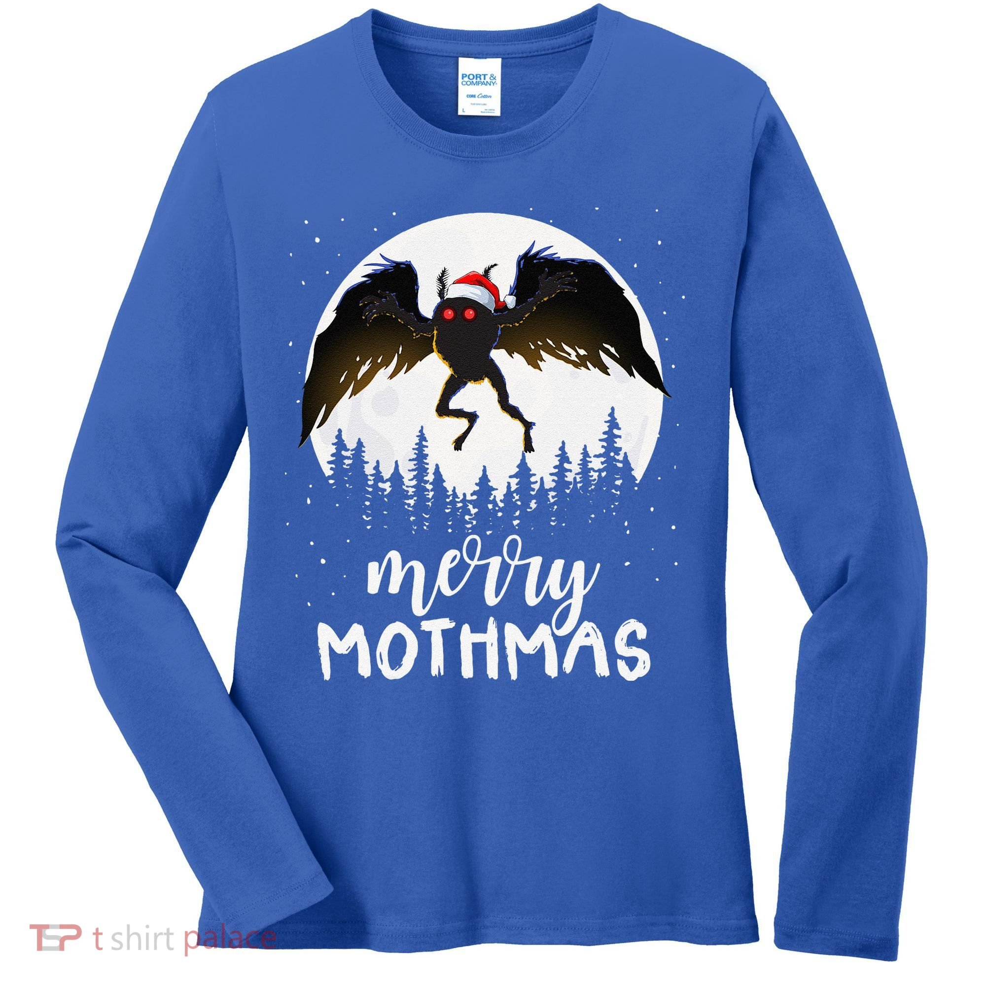 Christmas Mothman Merry Mothmas Creepy Folklore Cryptid Xmas Women's Long Sleeve Shirt
