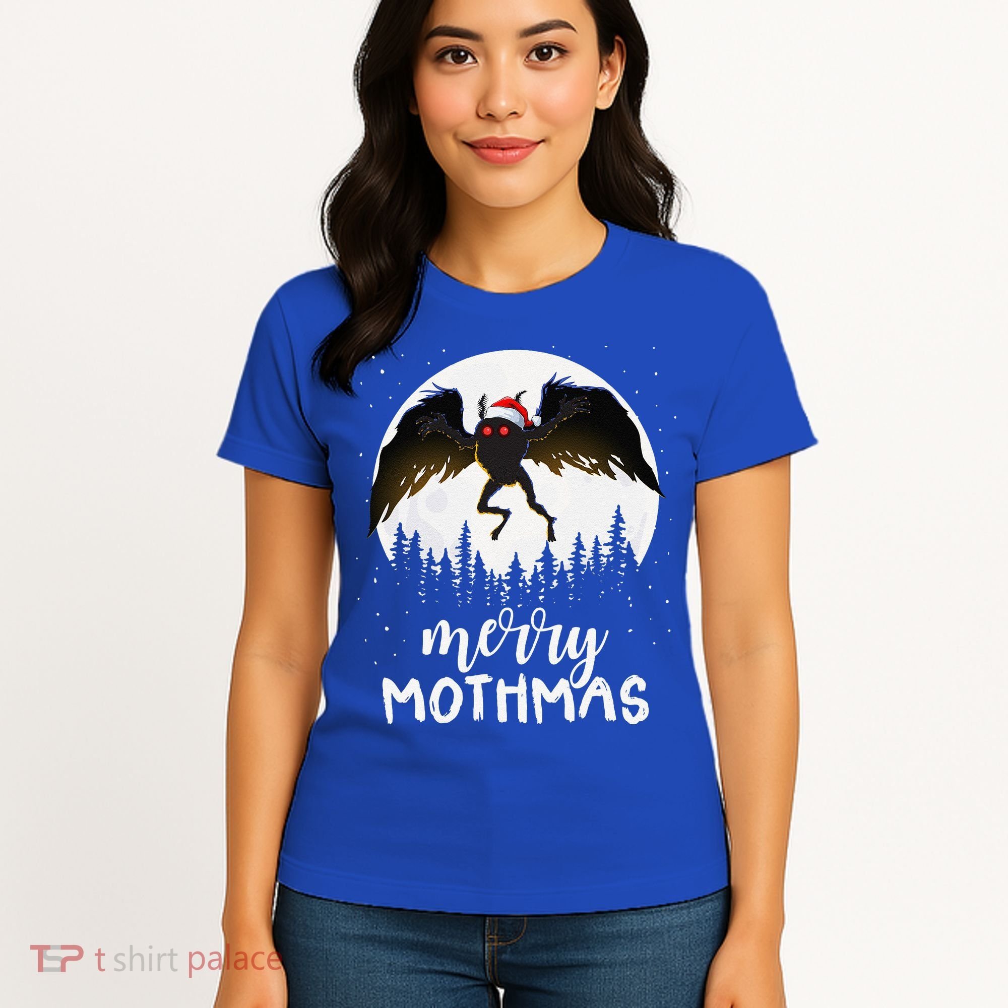 Christmas Mothman Merry Mothmas Creepy Folklore Cryptid Xmas Women's T-Shirt