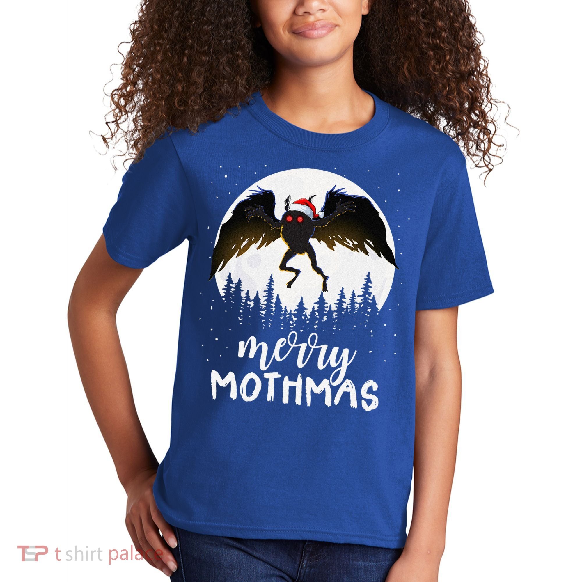 Christmas Mothman Merry Mothmas Creepy Folklore Cryptid Xmas Kids T-Shirt