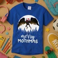 Christmas Mothman Merry Mothmas Creepy Folklore Cryptid Xmas Kids T-Shirt thumb 3