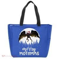 Christmas Mothman Merry Mothmas Creepy Folklore Cryptid Xmas Tote Bag thumb 0