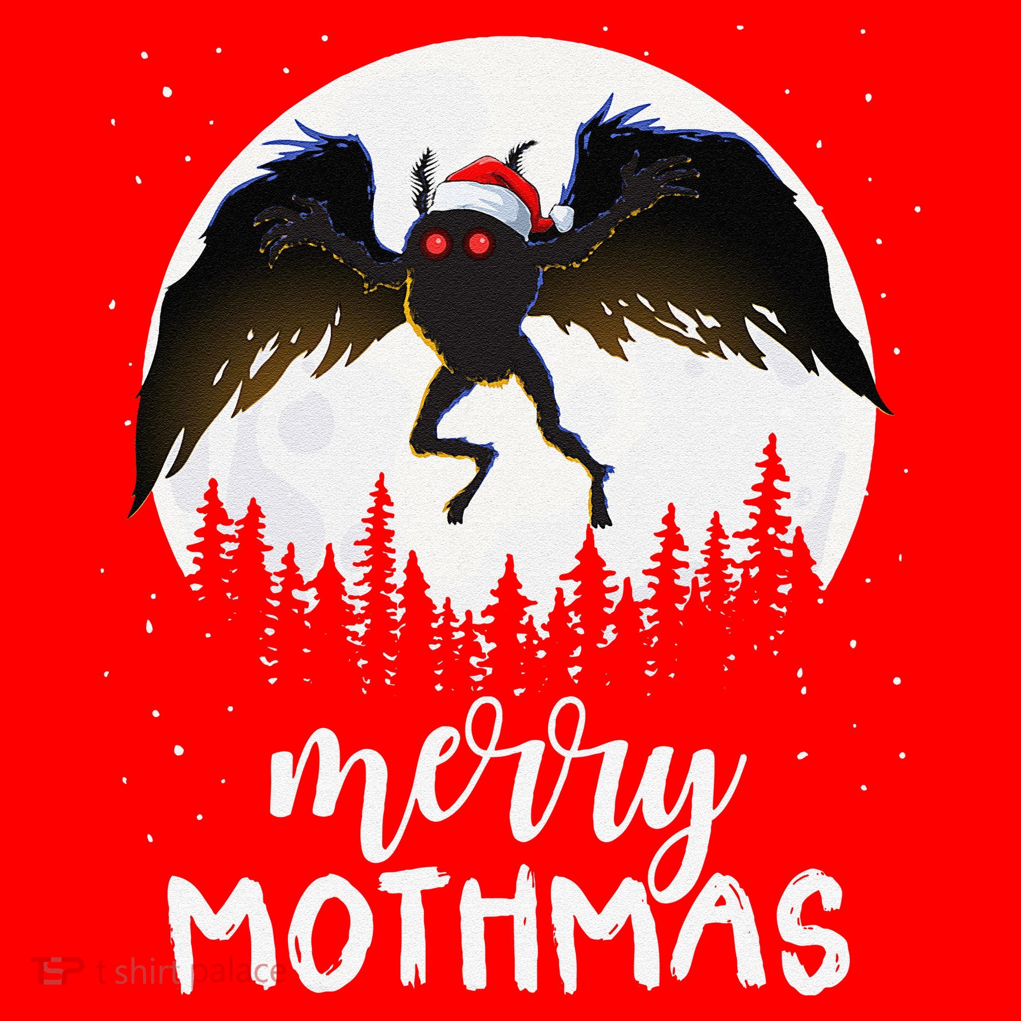 Christmas Mothman Merry Mothmas Creepy Folklore Cryptid Xmas Santa Hat
