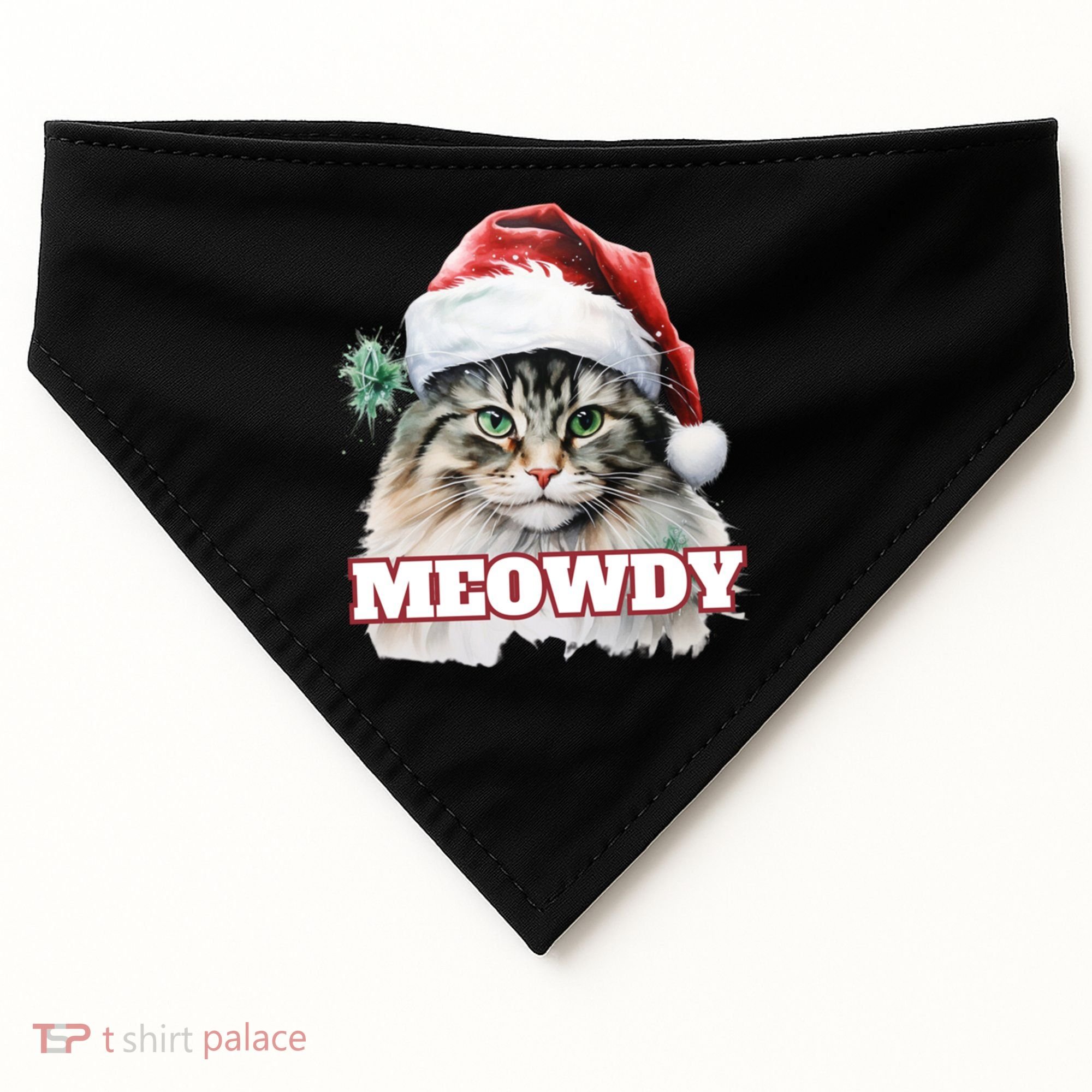 Cat Meme Meowdy Funny Mashup Meow Howdy Christmas Santa Hat Cool Gift USA-Made Doggie Bandana