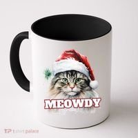Cat Meme Meowdy Funny Mashup Meow Howdy Christmas Santa Hat Cool Gift Coffee Mug thumb 0