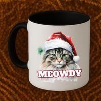 Cat Meme Meowdy Funny Mashup Meow Howdy Christmas Santa Hat Cool Gift Coffee Mug thumb 2