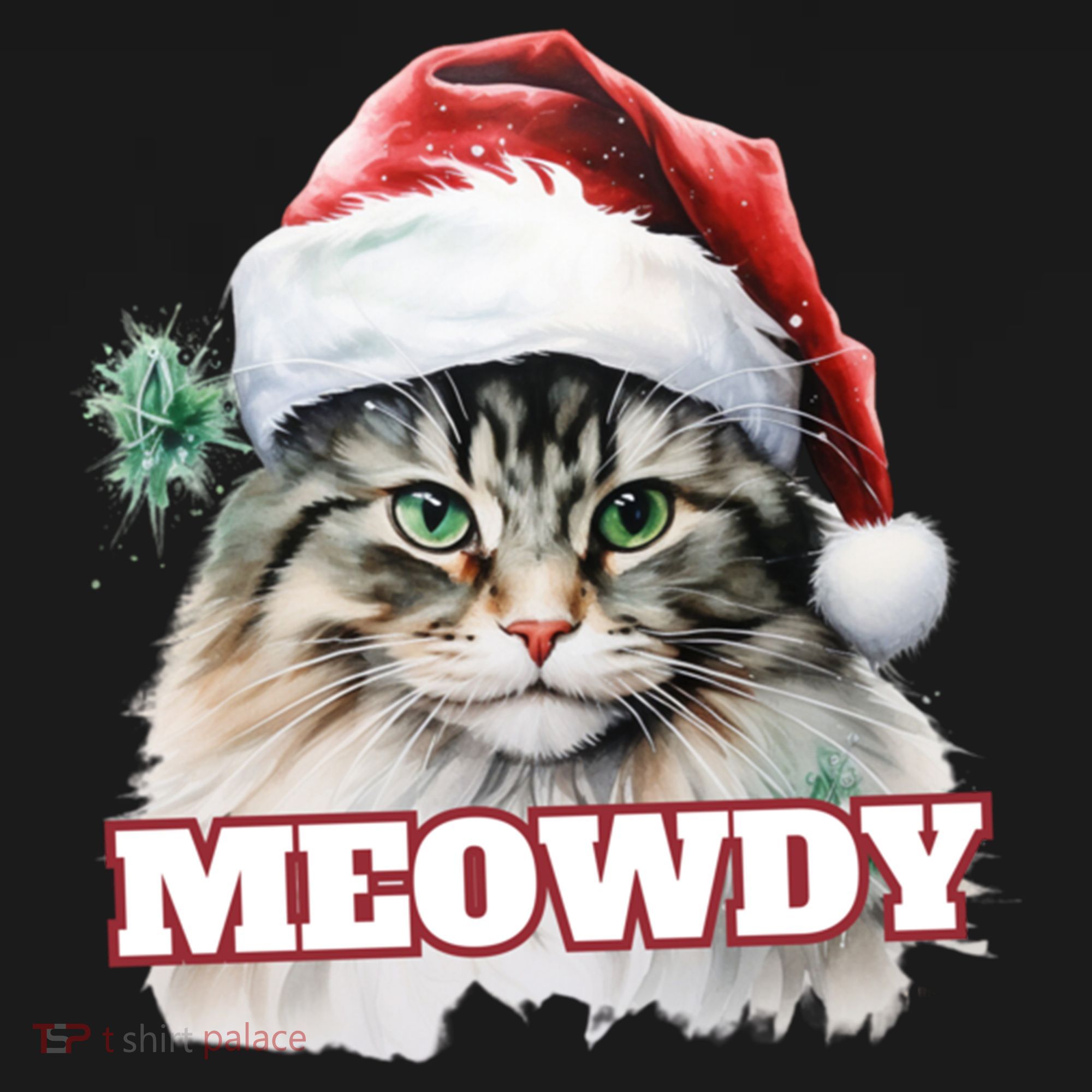 Cat Meme Meowdy Funny Mashup Meow Howdy Christmas Santa Hat Cool Gift Women's Hoodie