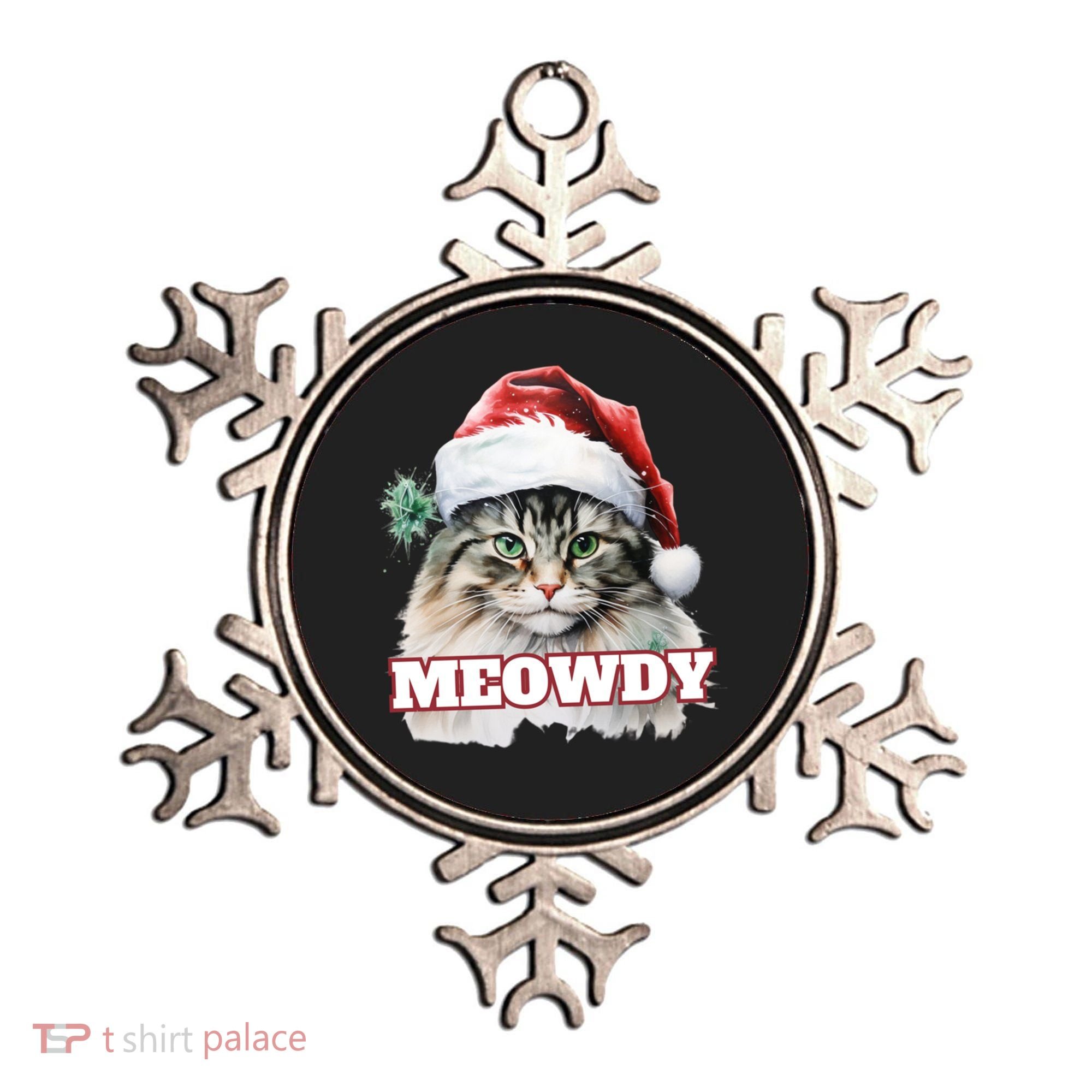 Cat Meme Meowdy Funny Mashup Meow Howdy Christmas Santa Hat Cool Gift Ornament