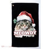 Cat Meme Meowdy Funny Mashup Meow Howdy Christmas Santa Hat Cool Gift Golf Towel thumb 0