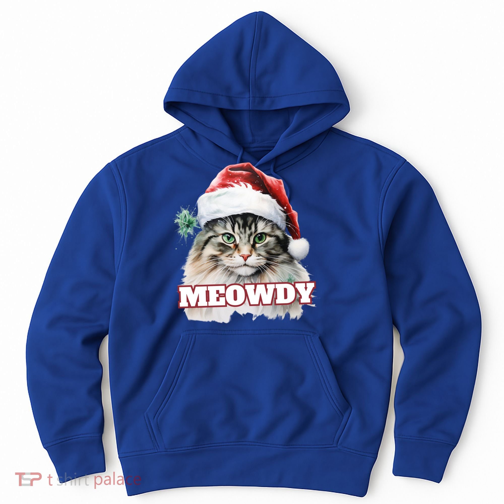 Cat Meme Meowdy Funny Mashup Meow Howdy Christmas Santa Hat Cool Gift Hoodie