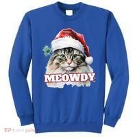Cat Meme Meowdy Funny Mashup Meow Howdy Christmas Santa Hat Cool Gift Sweatshirt thumb 0