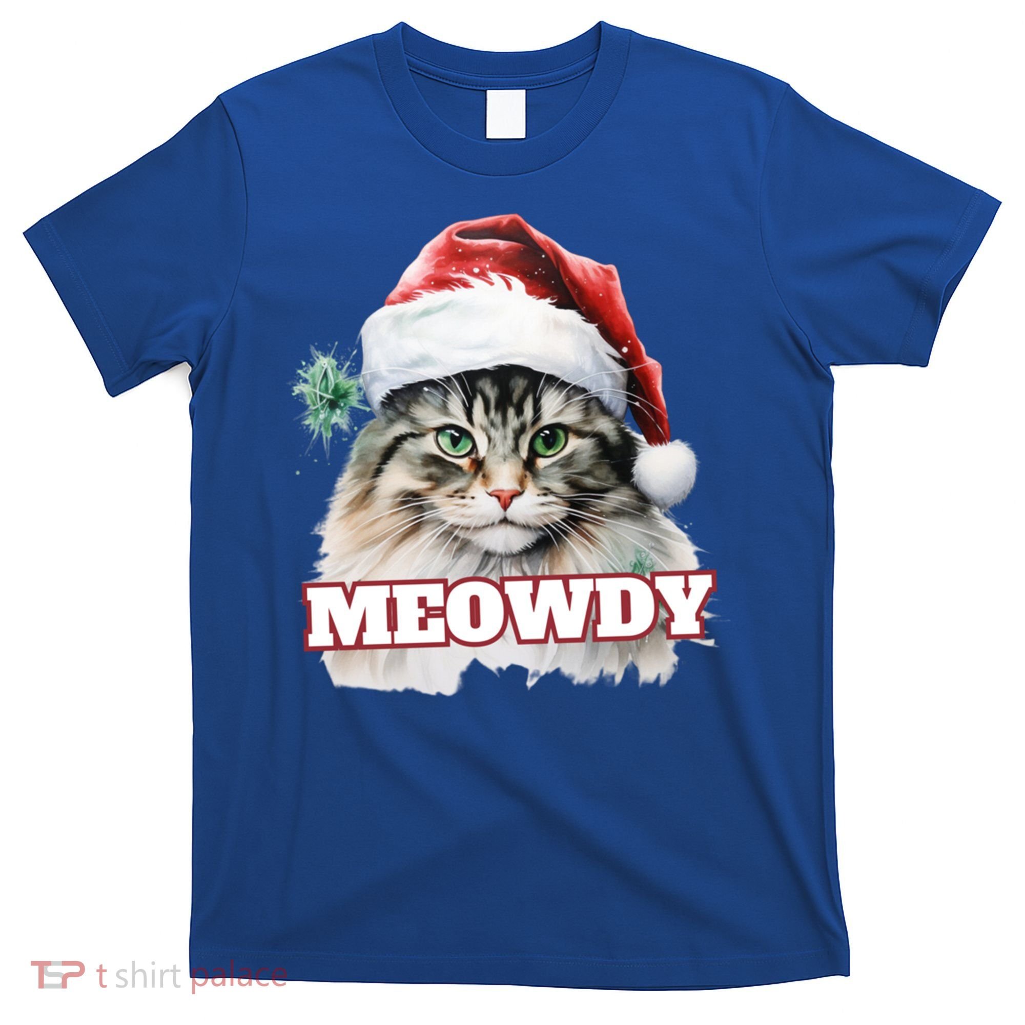Cat Meme Meowdy Funny Mashup Meow Howdy Christmas Santa Hat Cool Gift T-Shirt