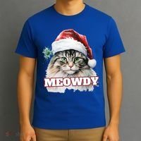 Cat Meme Meowdy Funny Mashup Meow Howdy Christmas Santa Hat Cool Gift T-Shirt thumb 3