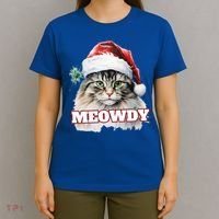 Cat Meme Meowdy Funny Mashup Meow Howdy Christmas Santa Hat Cool Gift T-Shirt thumb 4