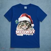 Cat Meme Meowdy Funny Mashup Meow Howdy Christmas Santa Hat Cool Gift T-Shirt thumb 5