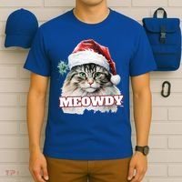 Cat Meme Meowdy Funny Mashup Meow Howdy Christmas Santa Hat Cool Gift T-Shirt thumb 6