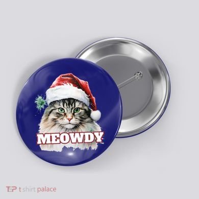 Cat Meme Meowdy Funny Mashup Meow Howdy Christmas Santa Hat Cool Gift Button