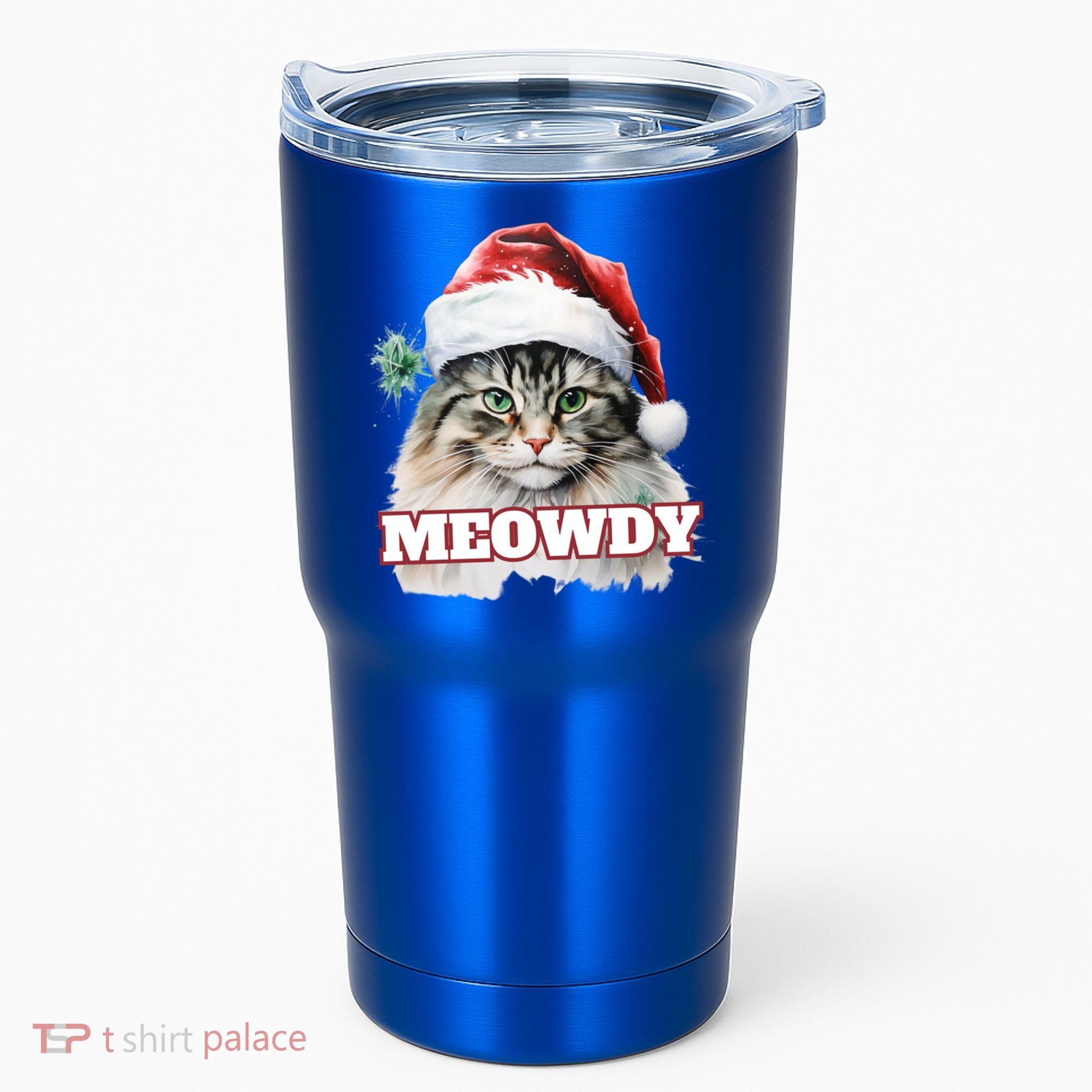 Cat Meme Meowdy Funny Mashup Meow Howdy Christmas Santa Hat Cool Gift Tumbler