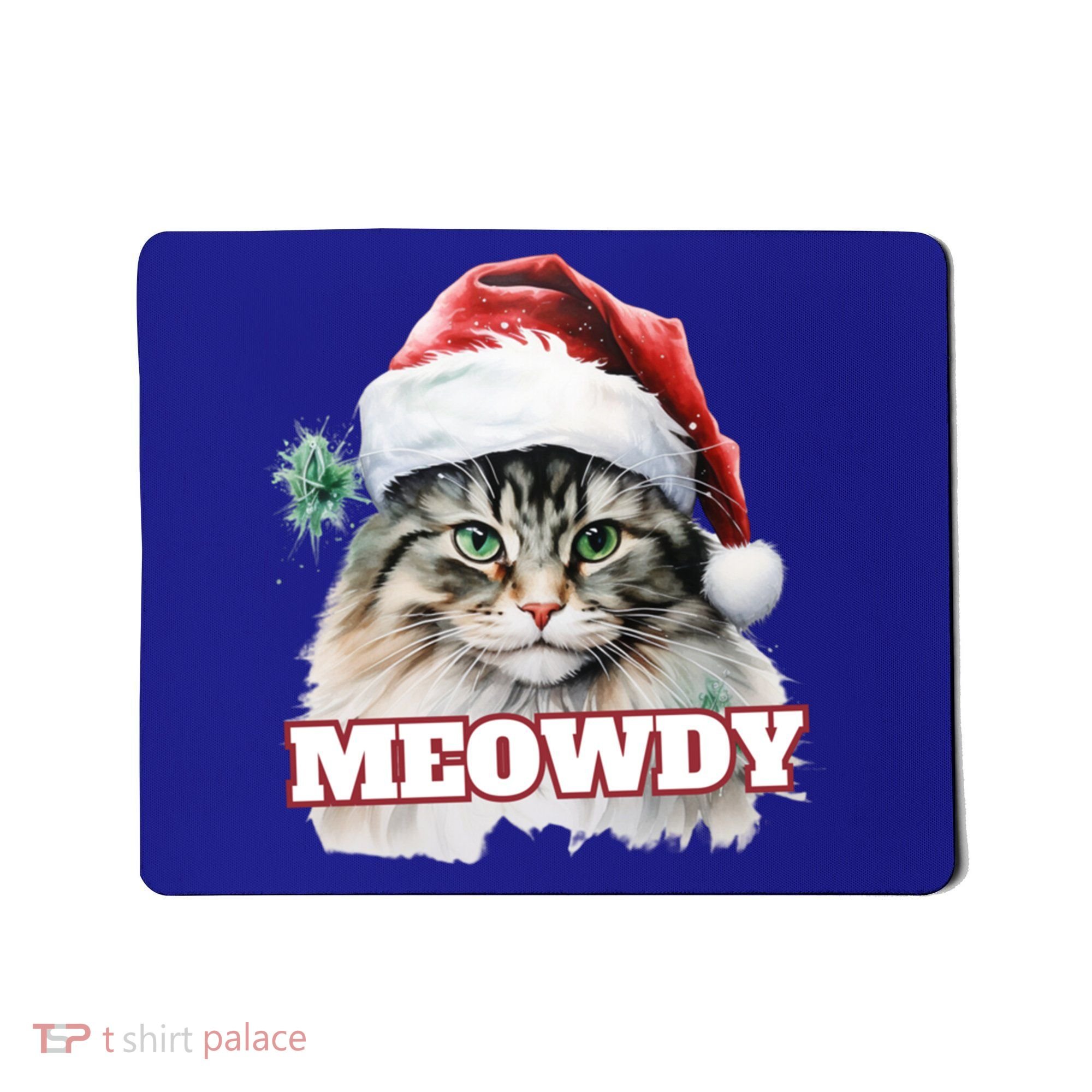 Cat Meme Meowdy Funny Mashup Meow Howdy Christmas Santa Hat Cool Gift Mousepad