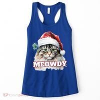 Cat Meme Meowdy Funny Mashup Meow Howdy Christmas Santa Hat Cool Gift Women's Tank Top thumb 0