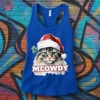 Cat Meme Meowdy Funny Mashup Meow Howdy Christmas Santa Hat Cool Gift Women's Tank Top thumb 3