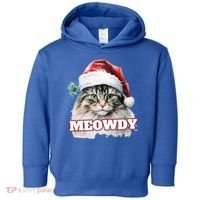 Cat Meme Meowdy Funny Mashup Meow Howdy Christmas Santa Hat Cool Gift Toddler Hoodie thumb 0