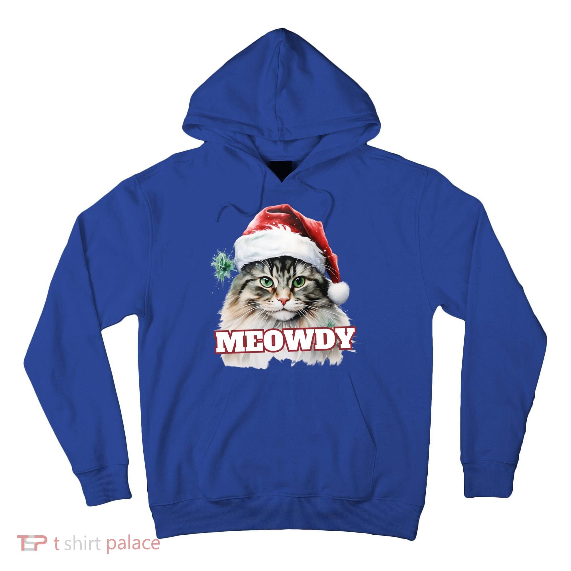 Cat Meme Meowdy Funny Mashup Meow Howdy Christmas Santa Hat Cool Gift Tall Hoodie