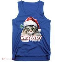 Cat Meme Meowdy Funny Mashup Meow Howdy Christmas Santa Hat Cool Gift Tank Top thumb 0