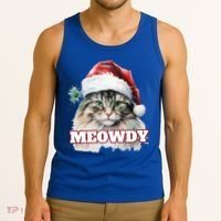Cat Meme Meowdy Funny Mashup Meow Howdy Christmas Santa Hat Cool Gift Tank Top thumb 3