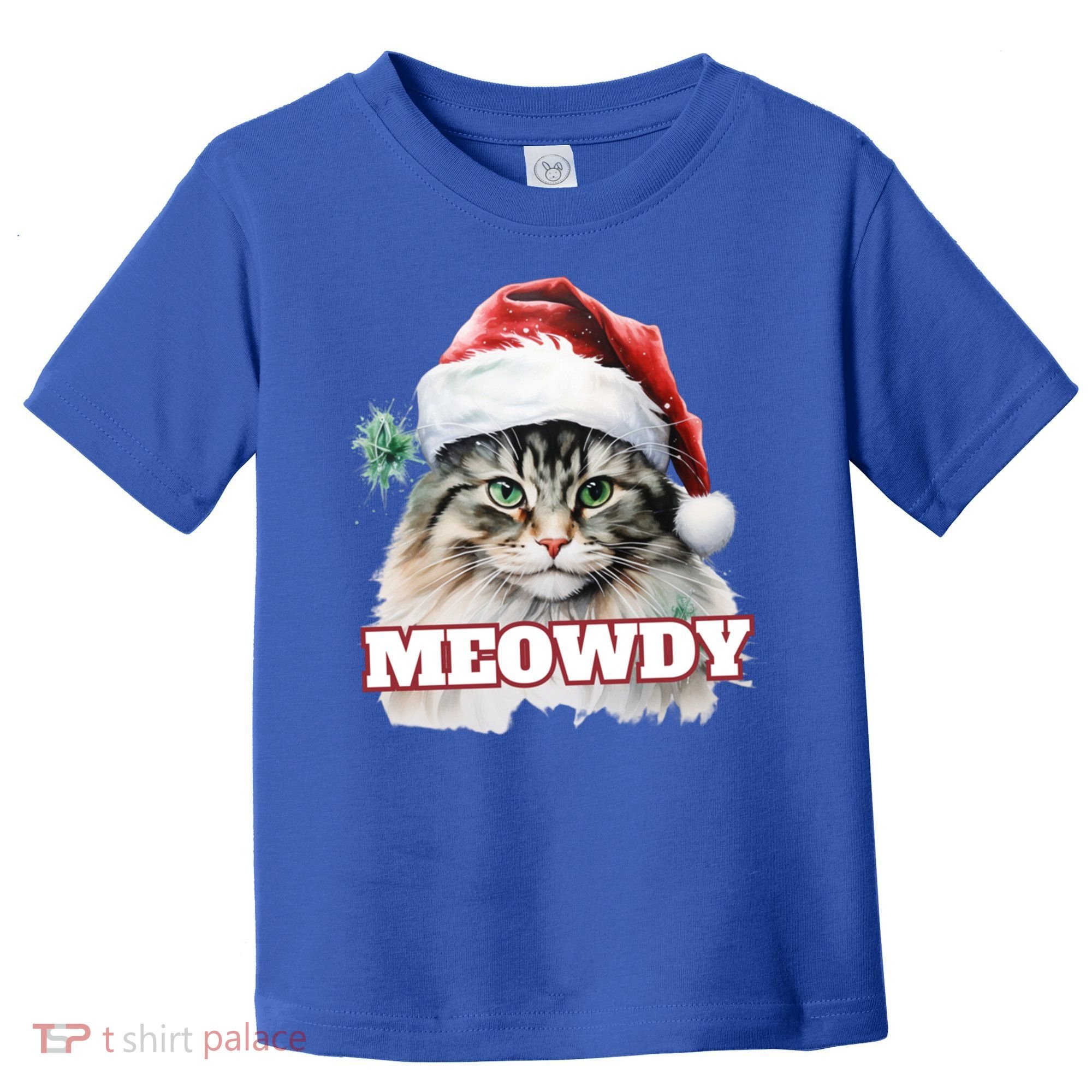 Cat Meme Meowdy Funny Mashup Meow Howdy Christmas Santa Hat Cool Gift Toddler T-Shirt