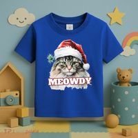 Cat Meme Meowdy Funny Mashup Meow Howdy Christmas Santa Hat Cool Gift Toddler T-Shirt thumb 3
