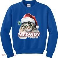 Cat Meme Meowdy Funny Mashup Meow Howdy Christmas Santa Hat Cool Gift Kids Sweatshirt thumb 0