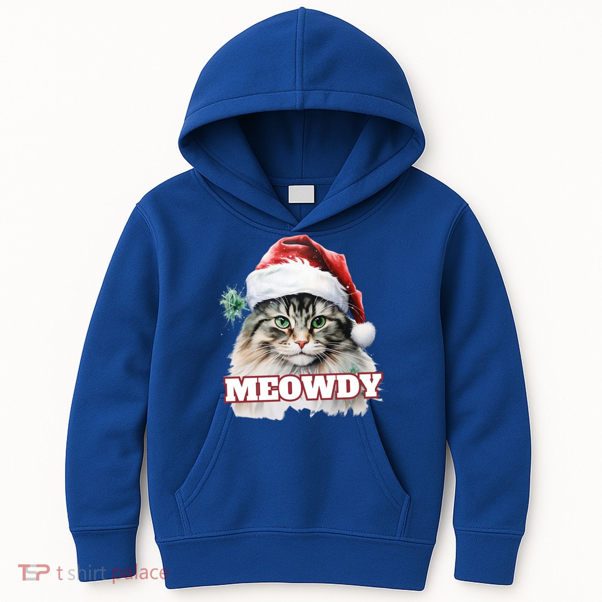 Cat Meme Meowdy Funny Mashup Meow Howdy Christmas Santa Hat Cool Gift Kids Hoodie