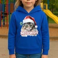 Cat Meme Meowdy Funny Mashup Meow Howdy Christmas Santa Hat Cool Gift Kids Hoodie thumb 3