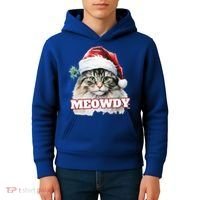 Cat Meme Meowdy Funny Mashup Meow Howdy Christmas Santa Hat Cool Gift Kids Hoodie thumb 4