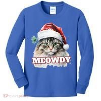 Cat Meme Meowdy Funny Mashup Meow Howdy Christmas Santa Hat Cool Gift Kids Long Sleeve Shirt thumb 0