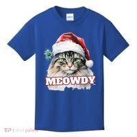 Cat Meme Meowdy Funny Mashup Meow Howdy Christmas Santa Hat Cool Gift Kids T-Shirt thumb 0