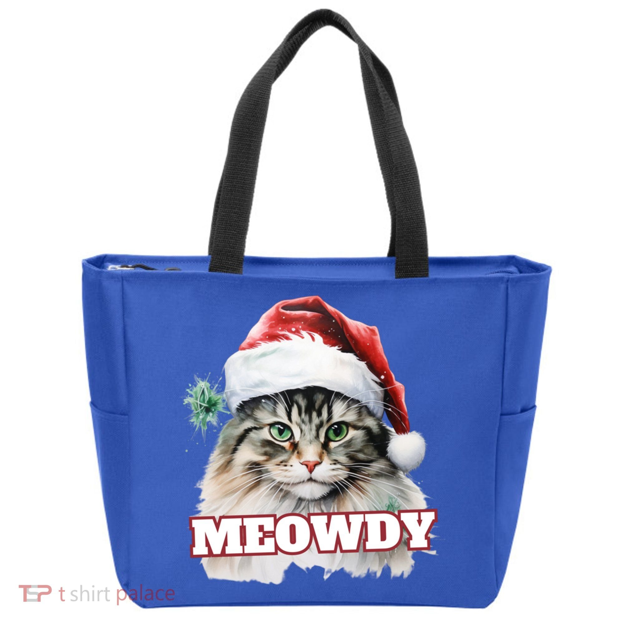 Cat Meme Meowdy Funny Mashup Meow Howdy Christmas Santa Hat Cool Gift Tote Bag